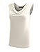 ALL FOR YOU Women's Ruched Sleeveless Blouse Stretch Tank Top Ivory XXX-Large