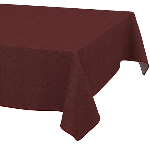 ANRO Washable Tablecloth Bordeaux Linen Look Rectangular 220 x 140 cm - Garden Tablecloth Indoor Outdoor Water-Repellent Dirt-Repellent Easy Care with Hem