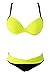 EVALESS Womens High Waisted Swimsuits Push Up Two Piece Bikini Candy Patch Padded Swimwear Yellow Medium 8 10