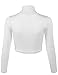 KOGMO Women's Lightweight Fitted Long Sleeve Turtleneck Crop Top with Stretch-M-White
