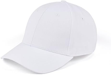 AUNG CROWN 100% Cotton Plain Baseball Caps Structured Adjustable Men Women Hats (White)