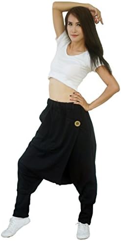 Firstharem Black Harem Sweatpants Stretch Jogger Sport Trousers Drop Crotch Pants
