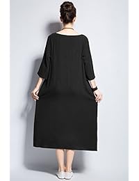 anysize hendidura frontal suave lino y algodón primavera verano vestido Plus tamaño ropa Y142