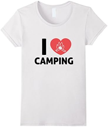 Womens I Love Camping T-Shirt Outdoor Apparel Small White