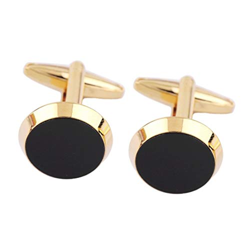 Gold&Black Color Round Mens Wedding Party Gift Shirt Cuff Links Cufflinks Drop Shipping Wholesale Wedding Accessories - Golden & Black