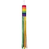 Zcutt Home Goods 60-inch Colorful Rainbow Windsock (5-feet) - Full-Sized - Spun Polyester Fabric - Includes swival Hanging Clip