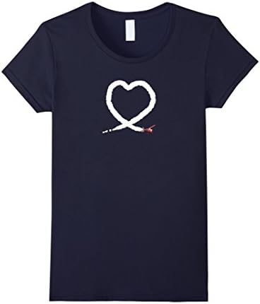 Womens Airplane Cloud Heart Skywriter Loop Shirt Large Navy
