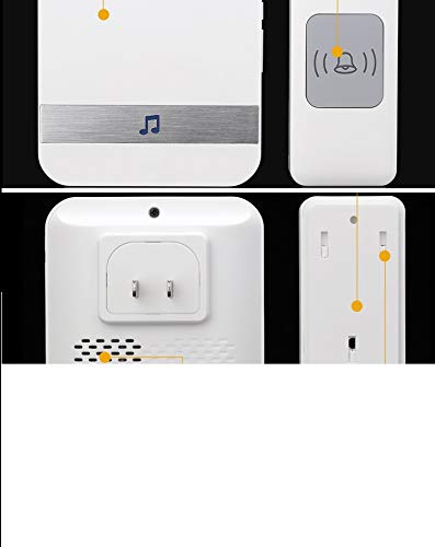 Wireless Doorbell,Remote 500 Feet,52 Chimes, White 1 Plug in with 1 Push Button Kit, Expandable,Waterproof Housing Optional,Battery Powered Emitter,Home/Office/Classroom Usage (Chime + Button)