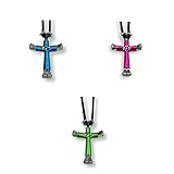 25 Pack Horseshoe Nail Cross Necklaces (Assorted Colors)