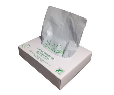 Sanitary Napkin Disposal Bag and Dispenser Starter Set, Box Format (Stainless Steel)