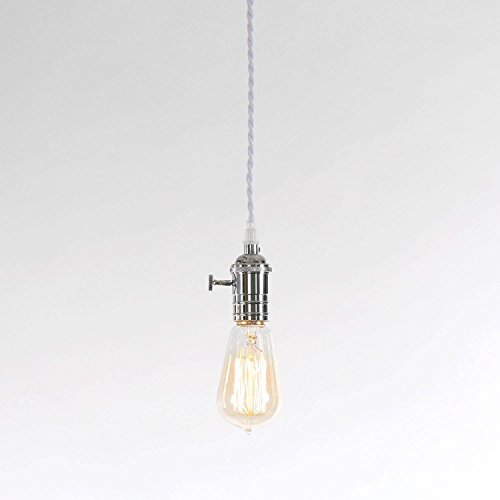 EFINEHOME Efine Polished Chrome Single Tillary Hanging Pendant Lighting Screw Socket Silver Switch White 70-inch Cord