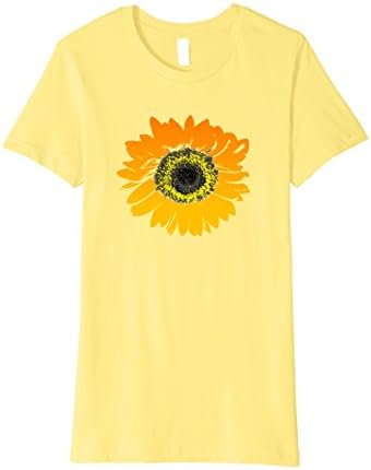 Women's Sunflower T shirt, Garden Happiness Nature Summer Positivity Large Lemon