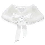 TIAOBU Girls Princess Faux Fur Bolero Shoulder Cape Bridesmaid Shawl Stole Shrug