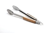 Outset QV20 Verde Stainless-Steel Locking Tongs With Bamboo Handle