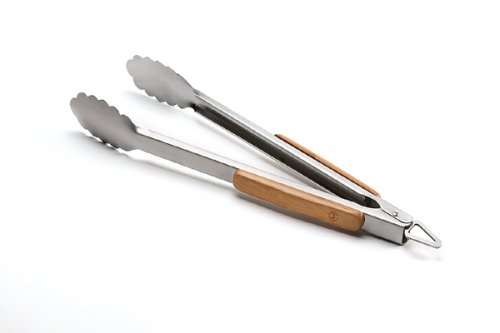 Outset QV20 Verde Stainless-Steel Locking Tongs With Bamboo Handle