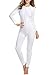 Hotouch Women's Thermal Underwear Set Top Buttoned Soft Jumpsuit for Autumn Union Suit White XL