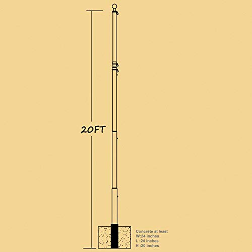 A-ONE 20FT Extra Thick Telescopic American Flag Pole, Heavy Duty 16 Gauge Aluminum US Telescoping Flagpole Kit Fly 2 Flags with Golden Ball Topper for Outdoor Residential or Commercial. - Thumbnail 4