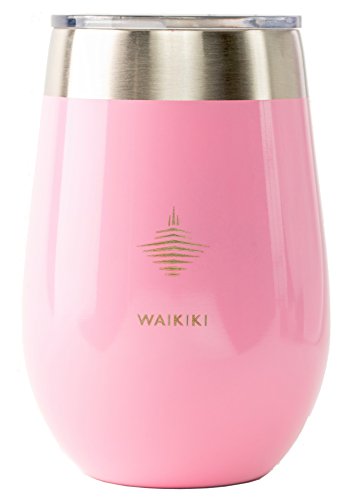Yacht Club LX Wine Glass 12 oz Waikiki Pink with Lid, Stemless, Vacuum Insulated, Double-Wall Stainless Steel Tumbler for Boating, Beach, Camping, Picnic, Pool, Cup for Coffee, Cocktails, Water, Beer