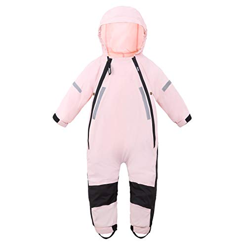 HAPIU Kids Toddler Rain Suit Muddy Buddy Waterproof Coverall,Pink,5T,Upgraded