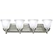 Four Globe Bathroom Vanity Light Bar Bath Fixture, Brushed Nickel with Alabaster Glass
