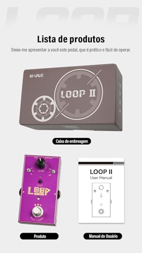 M-VAVE Pedal de Loop Profissional LOOP II para Guitarra e Baixo - 11 Minutos de Gravação, 3 Bancos de Memória, Função Pré-Gravação, Controle USB/WAV, Velocidade Ajustável Compatível Violão