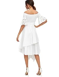 Vestido midi de manga baja y baja con hombros descubiertos de Floerns para mujer