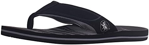 Men's Athletic Strap Poolside Casual Beach Flip Flop Sandals, Black/Grey, 10