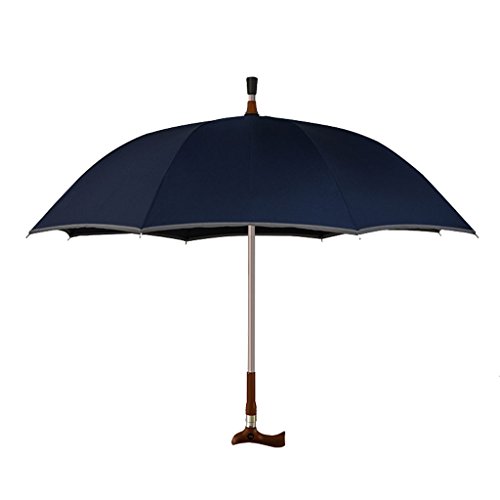 Walking Stick Umbrella Old Man Dedicated Umbrella Long Handle Clear Rain Dual Use Non-Slip Climbing Multifunction Cane Parasols (Color : Blue)
