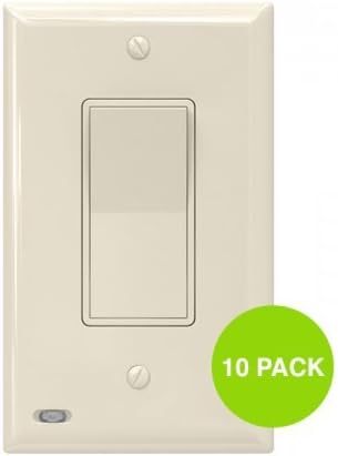 10 Pack SnapPower SwitchLight - Light Switch Cover Plate With Built-In LED Night Light - Add Ambience Lighting To Your Home In Seconds - (Rocker, Light Almond)