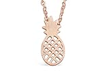 Rosa Vila Tiny Pineapple Necklace, Symbolizes Friendship and Generosity, Pineapple Jewelry for Women and Girls, Wearable Reminder of Your Tropical Vacation, 17” Chain (Rose Gold Tone)