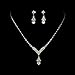 Accessoriesforever Bridal Wedding Prom Jewelry Set Crystal Rhinestone Necklace V Teardrop Silver Clear