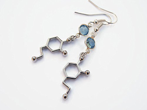 Dopamine Molecule Birthstone Earrings, Science Laboratory Earrings, Scientist Jewelry, Personalized Gift