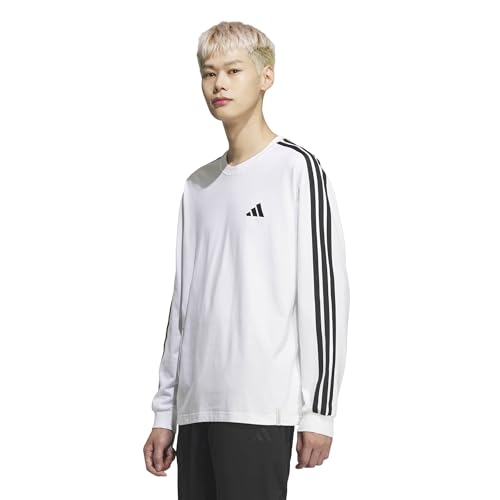 [アディダス] ESS+ 3ストライプス 長袖 Tシャツ メンズ TW777 ホワイト (KF3731) 3L