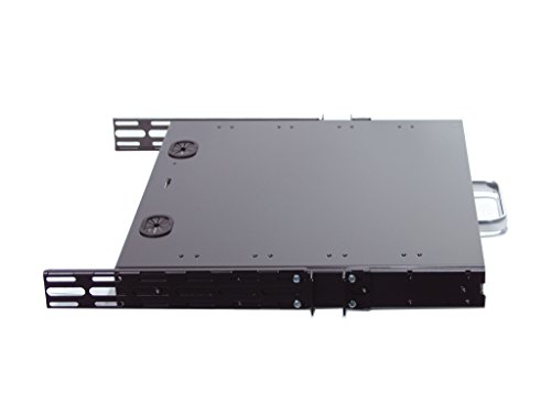 1U Compact rack mount keyboard drawer with retractable mouse pad for right or left hand operator supports 2 post 19" rack cabinet - Thumbnail 2