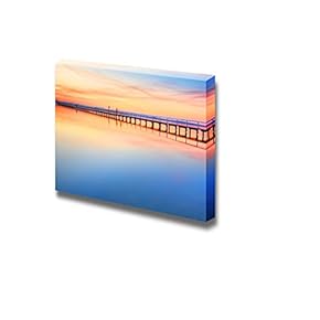 Canvas Prints Wall Art - Long Bridge Under The Sky with Magnificent Colours | Modern Wall Decor/Home Decoration Stretched Gallery Canvas Wrap Giclee Print & Ready to Hang - 12" x 18"