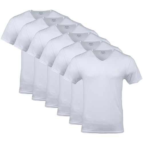 Gildan Men's VNeck TShirts, Multipack, Style G1103, White (6Pack), X