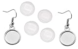 Earring Wire Hooks by JGFinds - 12mm Cabochon Settings, 40 Pack + 95 Glass Cabochons (Silver Tone)