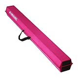 MaxKare Balance Beam 9FT Gymnastics Beam Foldable Balance Beam Gymnastic for Kids with Grip Suede Anti-Slip Base Gymnastics Beam for Home (Pink)
