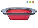 XL Large Kitchen Strainer by Comfify - Collapsible Silicone Over-The-Sink Colander with Extendable Handles - Use with Pasta, Fruit, Berries & Veggie - 6 Quart - Red