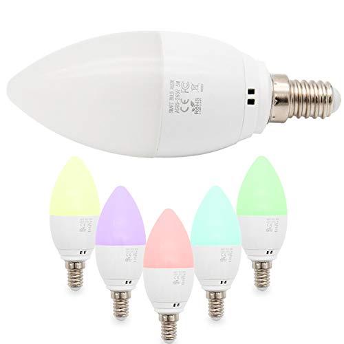 WiFi Smart Light Bulb E14, RGB Colour LED Lamp, APP Remote & Voice Controlled, Compatible with Alexa, Google Home and Alexa (2 PC)