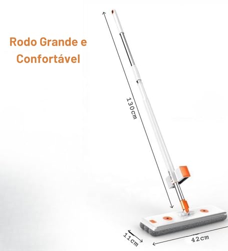 Esfregão Grande, Rodo Grande, Mop Mágico Limpeza, 360 Graus, Limpeza Fácil, 4 Panos de Microfibra