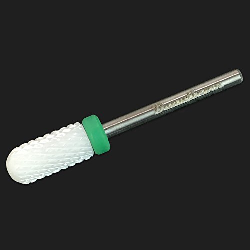 Beauticom Professional USA Ceramic White Smooth Top Small Barrel Bit Nail Drill (Grit: COARSE) 3/32" Shank Size