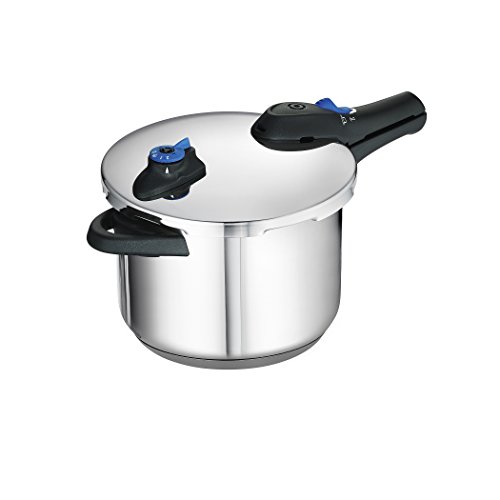 Tramontina 80130/501 Select 18/10 Stainless Steel Tri-Ply Base Pressure Cooker, 6.3-Quart, Stainless Steel