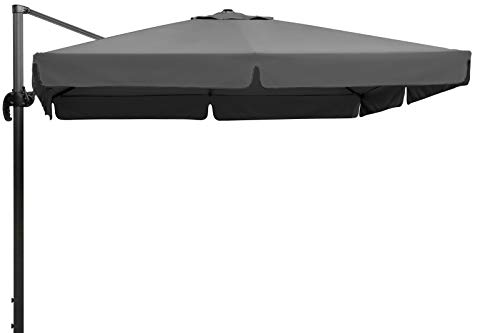 Schneider Sonnenschirm Rhodos, anthrazit, 300 x 300 cm quadratisch, 782-15, Gestell Alu/Stahl, Bespannung Polyester, 24 kg, Anthrazit