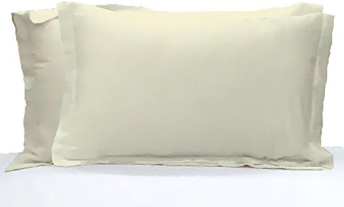 Solid Pattern Ivory color Queen Size Ultra Soft 600 Thread Count 2 Piece Pillow Case Set 100% Egyptian Cotton Collection Wrinkle Resistant, Stain-free, Luxury and Durable