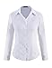 Atnlewhi Women Basic Long Sleeve Button Down Shirts Simple Pullover, White, M