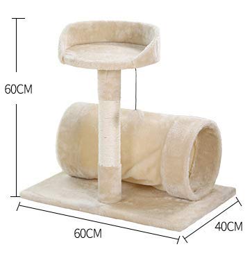 CATISM Arbre de Chat Moelleux avec Tunnel de Chat, Peut être employé pour des récréations d’Animal familier, la Saisie de Griffe de Pratique, 60 x 40 x 60 cm