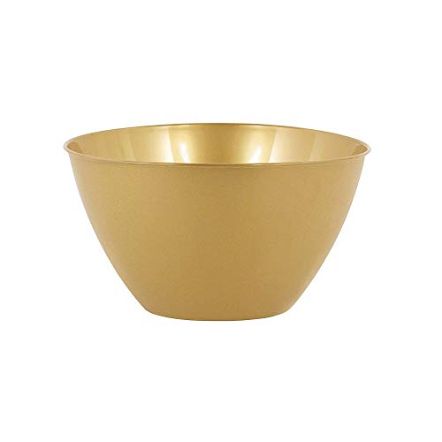 Party City Gold Serveware Supplies, Includes 2 Plastic Platters, 2 Plastic Bowls, 2 Pairs of Tongs, and Serving Utensils