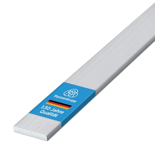 thyssenkrupp Aluprofil - Flachstange EN AW-6060 – Aluminium Flachprofil für Konstruktion & Montage – Flachprofil Aluminium 60 x 10 mm in 1000 mm Länge