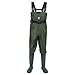 TideWe Bootfoot Chest Wader, 2-Ply Nylon/PVC Waterproof Fishing & Hunting Waders for Men and Women (Green and Brown)